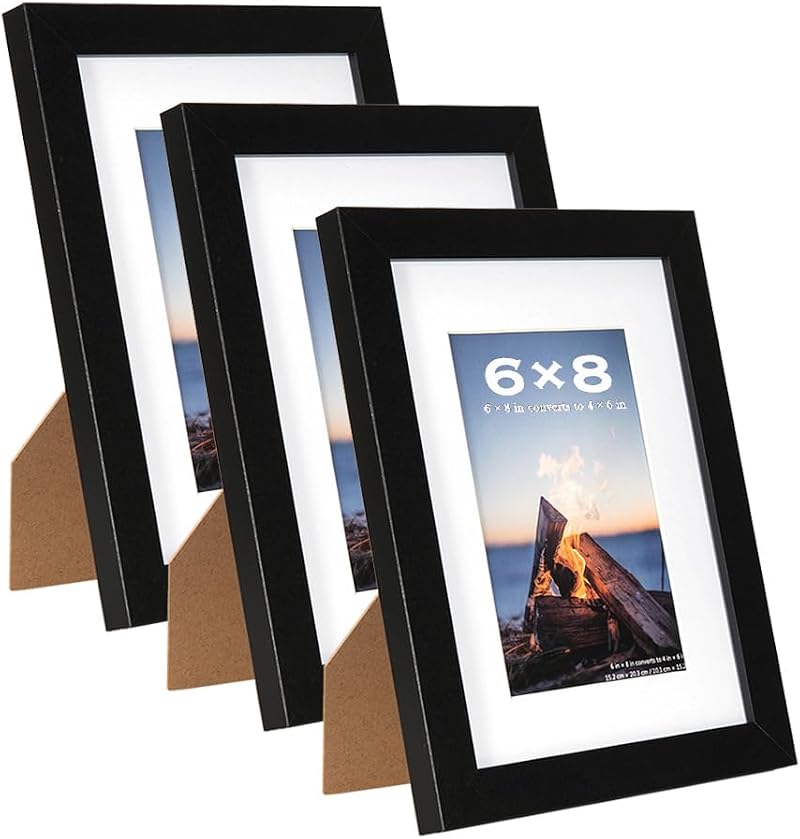 Scholar Tree Black 8x6 Photo Frames Set of 3 with 6x4 Passepartout