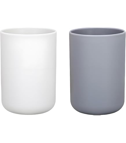 Uxcell 2-Pack Plastic Drinking Cups - Double Color Unbreakable Bathroom & Kitchen Cups