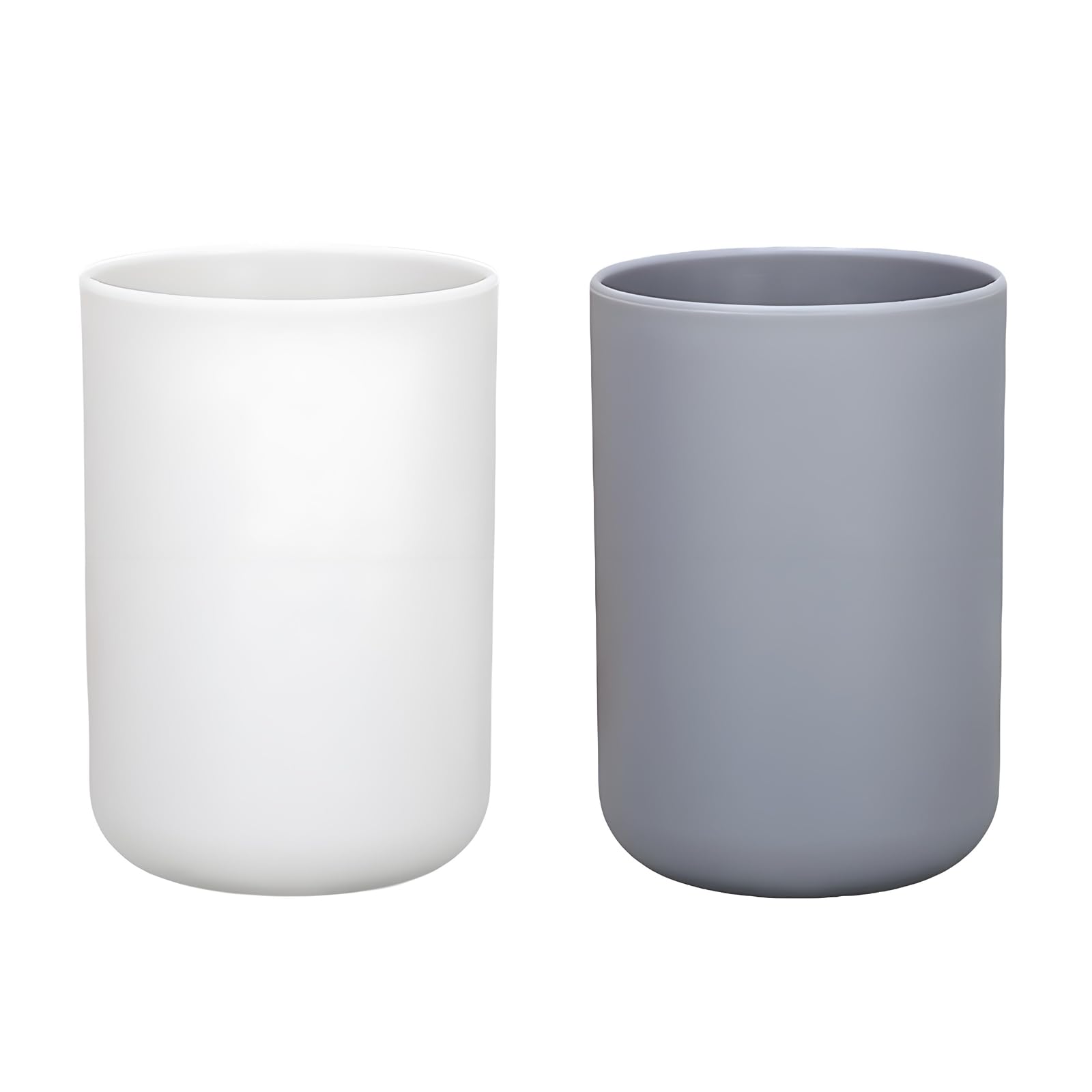 Photo 1 of 2 Pieces Plastic Bathroom Tumbler Cup Toothbrush Holder Organizer Tumbler Cups for Bathroom Vanity,300ml(White & Grey)