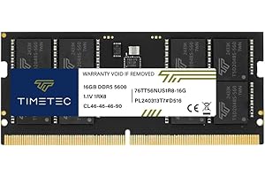Timetec Premium 16GB DDR5 5600MHz PC5-44800 Unbuffered Non-ECC 1.1V CL46 1Rx8 Single Rank 262Pin SODIMM Laptop Memory RAM Upg