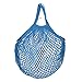 STONCEL Cotton Net Shopping Tote Ecology Market String Bag Organizer (White & Blue)