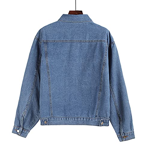 Dasior Women's Denim Jacket Long Blue Jean Jackets Button Down Casual