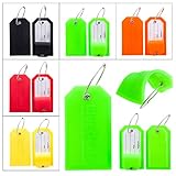 BlueCosto Luggage Tags Suitcase Labels w/ Privacy Cover Steel Loops - Set of 2