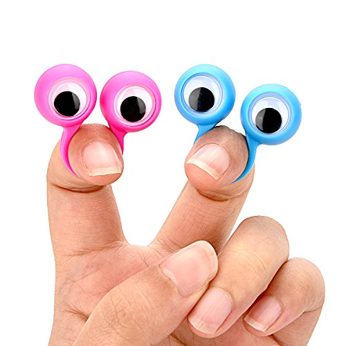 Jovitec 48 Pieces Googly Eye Rings Finger Puppets Wiggly Eyeball Finger Puppet Rings Eye Puppet