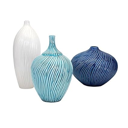 Reanna Vases Set Of 3 This Trio Of Ceramic Vases In Blue