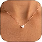 ChicSilver Personalized 925 Sterling Silver Dainty Small Heart/Star/Moon/Dot/Triangle Pendant Necklace for Women, Silver/Gold/Rose Gold/Black (with Gift Box)