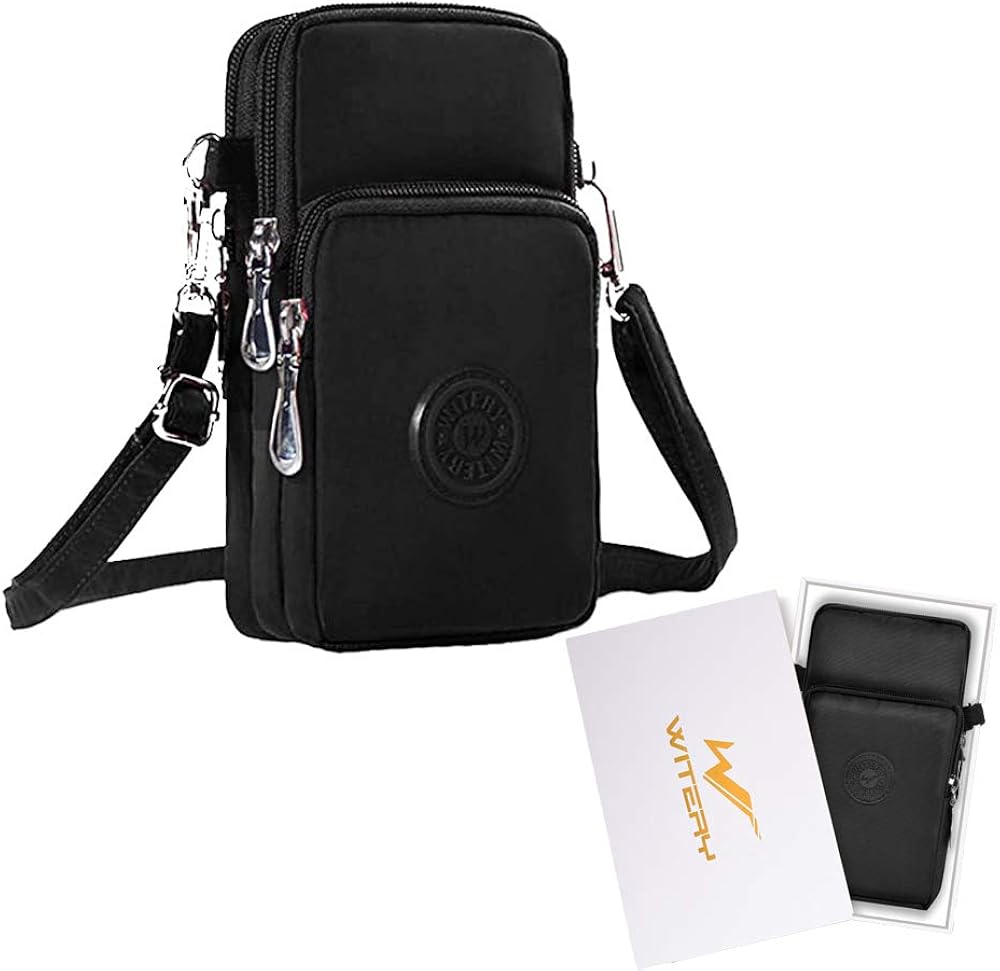 WITERY Women's Cross Body Phone Bag Small Over Shoulder Bags Waist Pack Lightweight Waterproof Sports Sling Bag with Detachable Adjustable Wide Strap & Armband Neck Strap for Ladies Girls(Black)