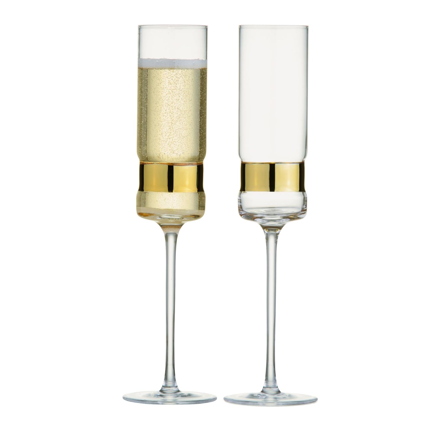 Anton Studio Designs SoHo Handmade Champagne Flutes Perfect Party Tableware for Weddings and Celebrations - 200 ml - Gold - Set of 2 Elegant Champagne Glasses