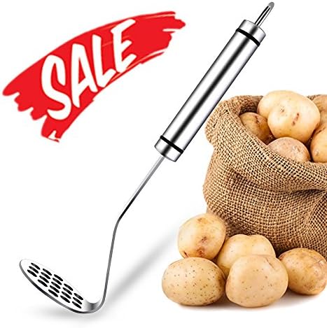 Upgrade Potato Masher, German 304 Food Grade Stainless Steel Made, Honeycomb Press Head, Curving and Thicken Plate for Durable, Health, Easy Use - Mckaul