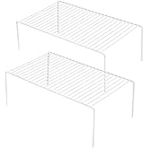 iPEGTOP Kitchen Cabinet Storage Shelf Rack, Set of 2 Large (15.7 x 9.4 Inch) Rustproof Metal Wire Shelves Spice Shelf Rack Cupboard Organizer for Pantries Countertops Utensils Organization, White