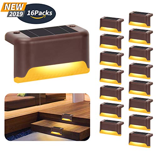 Otdair Solar Deck Lights, 16 Pcs Solar Powered Step Dock Lights Outdoor Waterproof Lighting for Railings, Patio, Stair, Yard, Path and Driveway (Warm White) - Thumbnail 6