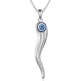 YAFEINI Italian Horn Necklace 925 Sterling Silver Evil Eye Pendant Necklace Italian Cornicello Jewelry Gifts for Women Friend