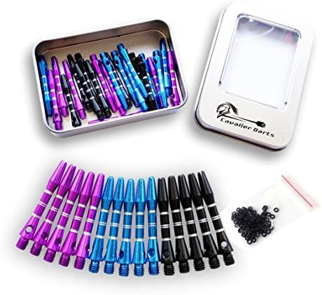 3 Colors(24 Pcs) Aluminum Short Darts Shafts Harrows Dart Stems Throwing Fitting with O'ring 40mm