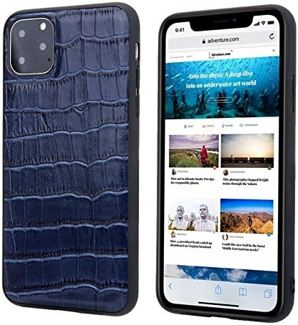ZIXIXI Drop-proof Protective TPU Case for iPhone 11 Pro Max 6.5 inch 2019, Crocodile Pattern Real Leather Phone Case, For iPhone 11 Pro Max 6.5 inch Case (Color : Blue)