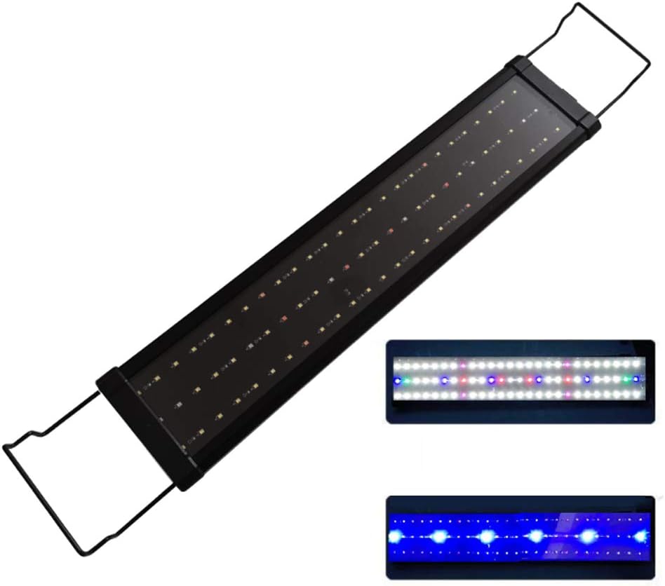 PJDDP LED Aquarium Light, Fish Tank Light with Extendable Brackets, Full Spectrum Fish Tank Light with 2-Channel Control,Multi-Color Fresh Water Light for Aquarium Hood Lighting