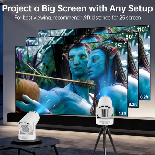 Xorytin Projector with WiFi and Bluetooth, Mini Projector with Built-in Apps, 4K Supported Smart Portable Projector, 210° Rotatable, Auto Vertical Keystone, 5W Speaker, 200 ANSI
