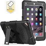 SEYMAC iPad 5th/6th Generation Case,iPad 9.7 Case Three Layer Heavy Duty Soft Silicone Hard Bumper Case with Kickstand for iPad Air 2/ iPad Pro 9.7 (Black)