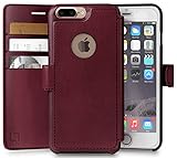LUPA Wallet case for iPhone 7 Plus, Durable and Slim, Lightweight with Classic Design & Ultra-Strong Magnetic Closure, Faux Leather, Burgundy, Apple 7 Plus