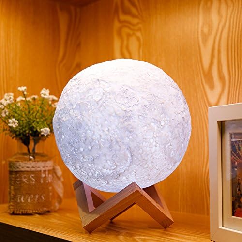2018 Moon Lamp, EXTRA Large 7.1 Inch Diameter, Multicolor Realistic 3D Print, 5 Brightness Levels, USB Charging Hanging Night Light, Home Decor, Perfect Gift for Babies, Couples, Women, W/Remote