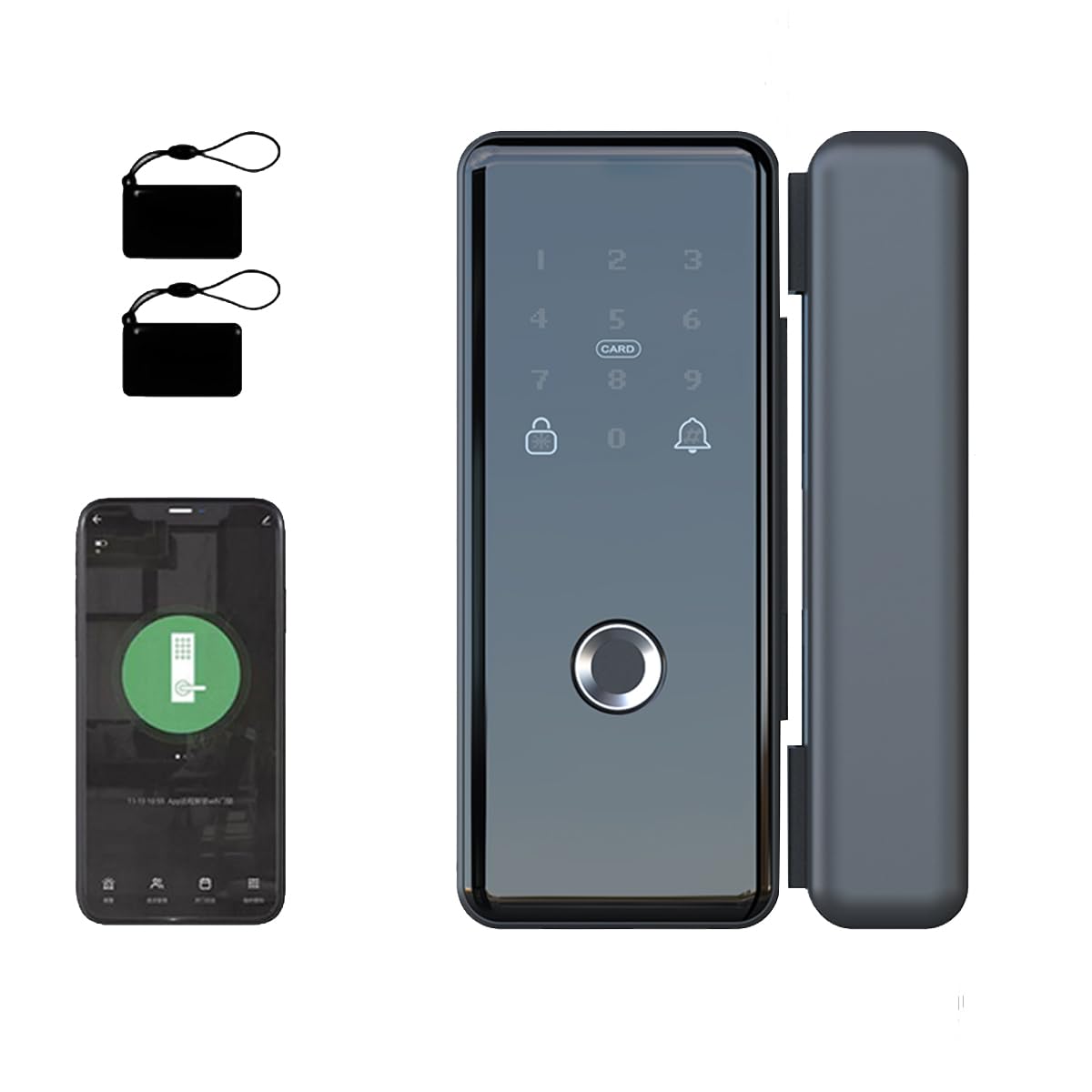 Photo 1 of Sliding Swing Door Smart Lock for Glass Door Keyless Entry Digital Door Lock, Fingerprint/APP/Password/Card/Key Five in One WiFi Lock for Office,Home,Hotel,Apartment