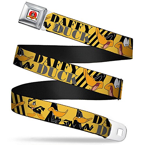 Buckle-Down Seatbelt Belt - DAFFY DUCK w/Poses Yellow/Black - 1.5
