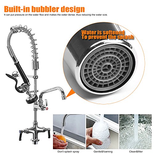 image for Commercial Pre Rinse Kitchen Sink Faucet Deck Mounted Brass Constructe