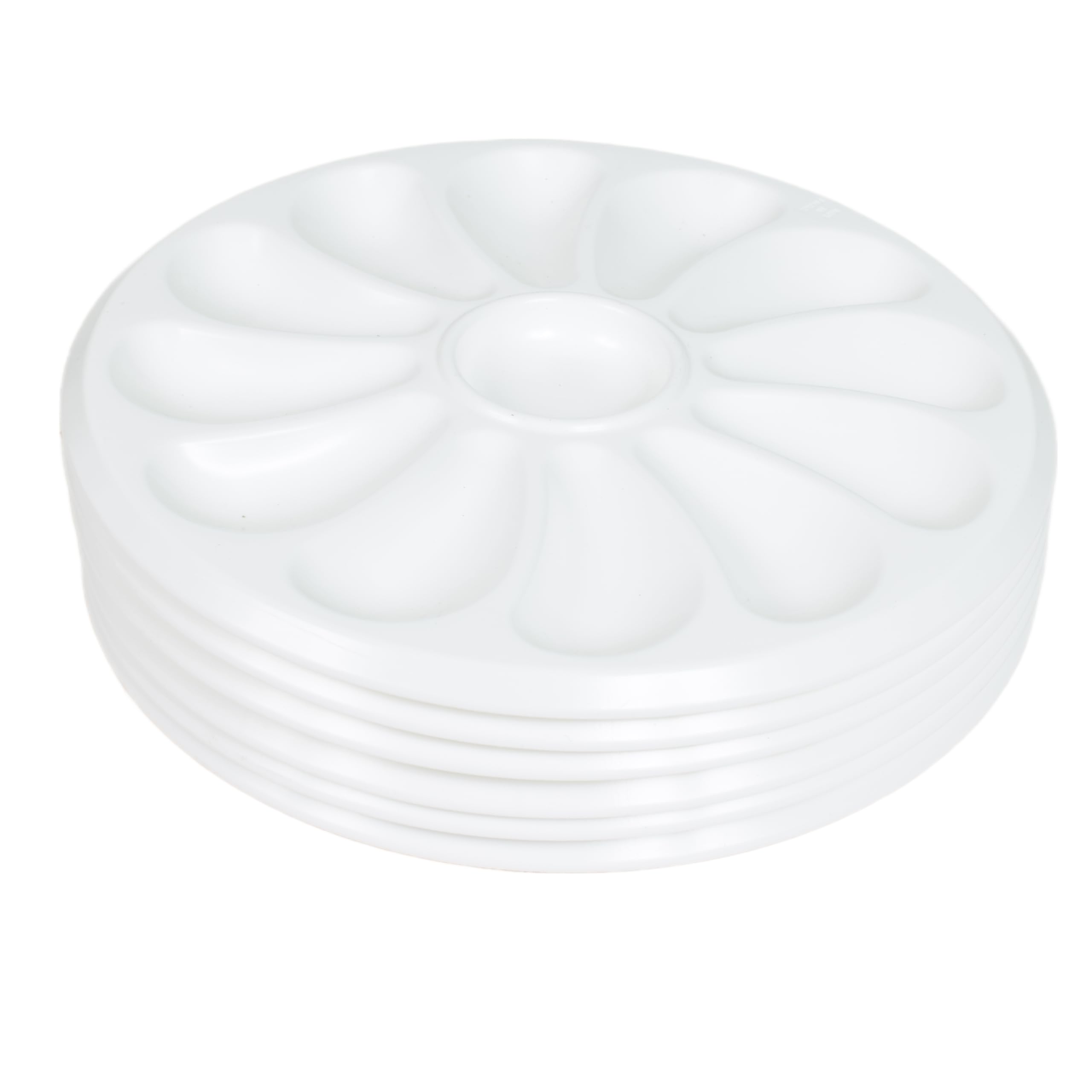 YVAN MOINS CHER Set of 6 Oyster Plates with 12 compartments and 1 for Lemon, Sauce. Made in France. Made in France. Polypropylene Base for The Home, Restaurant, Diameter 30.5 cm. Colour: White