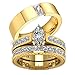 Gy Jewelry His and Hers Wedding Ring Sets Couples Matching Rings Women Yellow Gold Plated Cubic Zirconia Wedding Engagement Ring Bridal Sets & Men's Stainless Steel Wedding Band