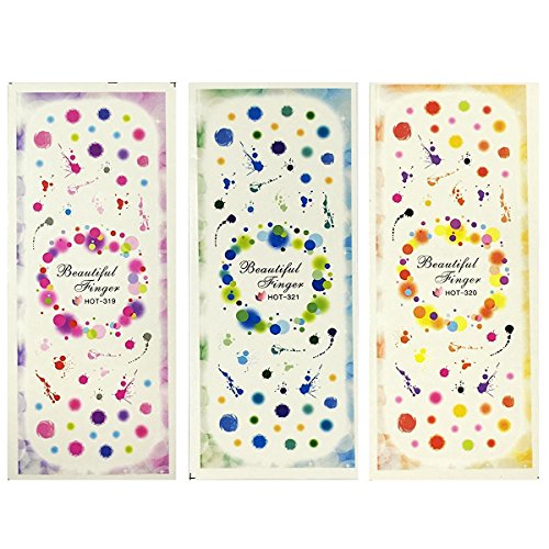 AllyDrew Splashed Dots Water Slide Nail Art Decals Nail Tattoo Decals (3 Sheets)
