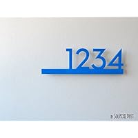 Modern House Numbers - Blue with Black Acrylic - Contemporary Home Address - Sign Plaque - Door Number