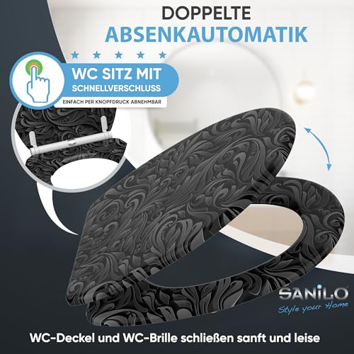 Sanilo Toilet Seat with Soft-Close Mechanism, Many Toilet Seat Lids to Choose From, Nice Finish, Easy Assembly, Sturdy Hinges (Floral)