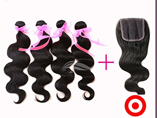 DaJun Hair 8A Free Part Weave Hair Human Bundles With Lace Closure Malaysian Virgin Remy Human Hair Body Wave Natural Color 12"closure+18"20"22"weft