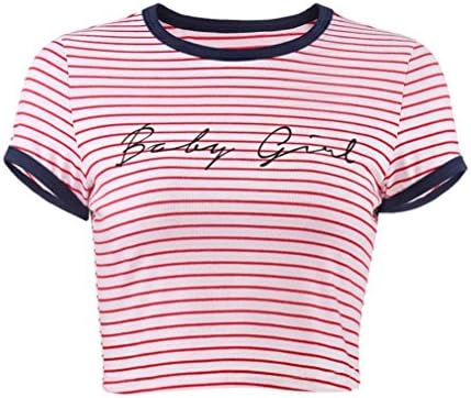 Womens Blouse, Limsea Fashion Casual Striped Short Sleeve T-Shirt Tops Crop Top Blouse