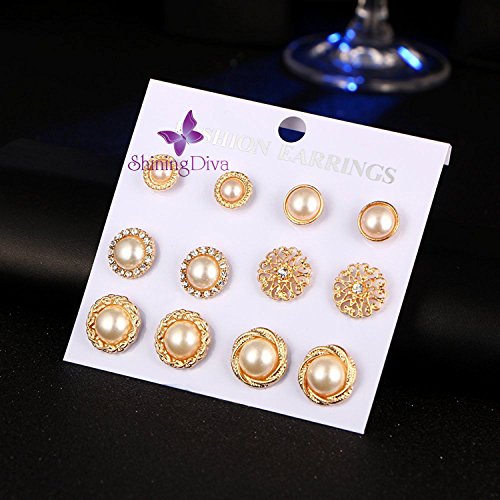Shining Diva Fashion Combo Of 6 Stylish Pearl Stud Earrings For Women's And Girls (White) (Cmb260) 3 Shining Diva Fashion Combo Of 6 Stylish Pearl Stud Earrings For Women's And Girls (White) (Cmb260) - Image 3