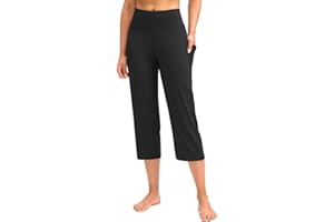 PIFAME Capri Leggings for Women Stretchy 3/4 Length Pants Yoga Pants for Women Black Capri Leggings with deep Pocket