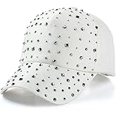 Gudessly Adjustable Breathable Rhinestone Baseball Cap for Women Bling Sequins Casual Sports Cap