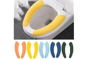 BOOGE 10 Pcs Five Color Bathroom Warmer Toilet Seat Cover Pads, Toilet Seat Cover Stretchable Portable Washable Toilet Seat Cover Pads for Toilet Rings of Different Shapes