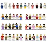 R-Magic 44 Pcs Minifigures Building Bricks Community People with Accessories, Building Party Toys Gift