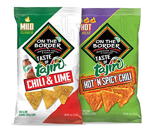 On The Border Taste of Tajín Tortilla Chips, Clasico & Hot 'N Spicy, 4 Ounce (Pack of 6)
