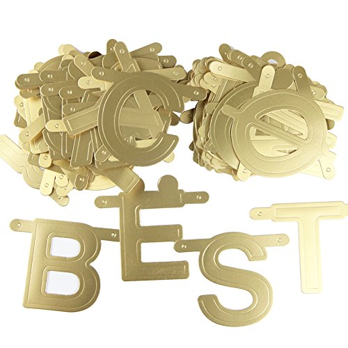 SUNBEAUTY Gold Customizable Letters&Symbols Banner Decoration Kit Party Custom Banner for Birthday Wedding Baby Showers Photo Props Window Decor (Gold)