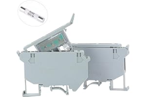 AEREXIER 5pcs UK5-HESI (UK5RD) LED indicated DIN Rail Fuse Holders Disconnect Terminal Blocks Screw Clamp DC 24V - Gray