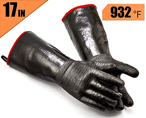RAPICCA Griller BBQ Waterproof Oil/Heat Resistant Insulated Cooking Gloves for Barbecue/Grill/Smoker/Fry Turkey/Pot Holder/Oven mitt/Baking,Neoprene Coating with Textured Palms Long Sleeve （17-Inch） - Thumbnail 7