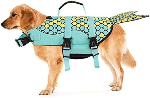 Paws Paradise Dog life jackets Coat Vest Cosplay Mermaid Pet Swimming Training Dog Swimsuit (L)