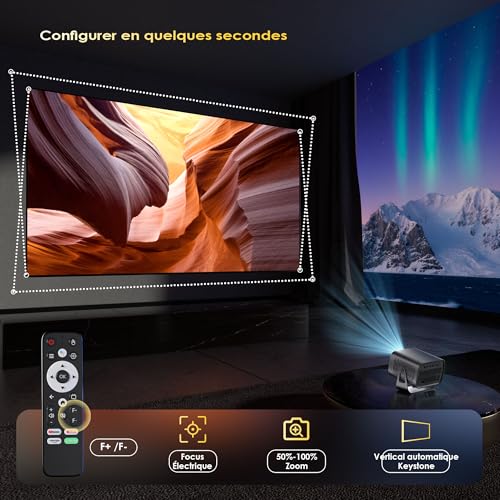 [Built-in App] 1080P 4K Video Projector Supports Mini Home Theater Projector Video Projector Support for Automatic Trapezoidal Correction, Android TV BT5.1 360° Rotation, TV Stick/with HDMI,