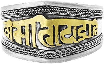 Tibetan Mantra Om Mani Padme Hum Buddhist Symbols Yoga Meditation Cuff Bracelet