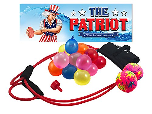 The Patriot Water Balloon Launcher / 200 Yards Slingshot / Includes 2 Splash Balls, Quick Fill Nozzle, 50 Bio Balloons