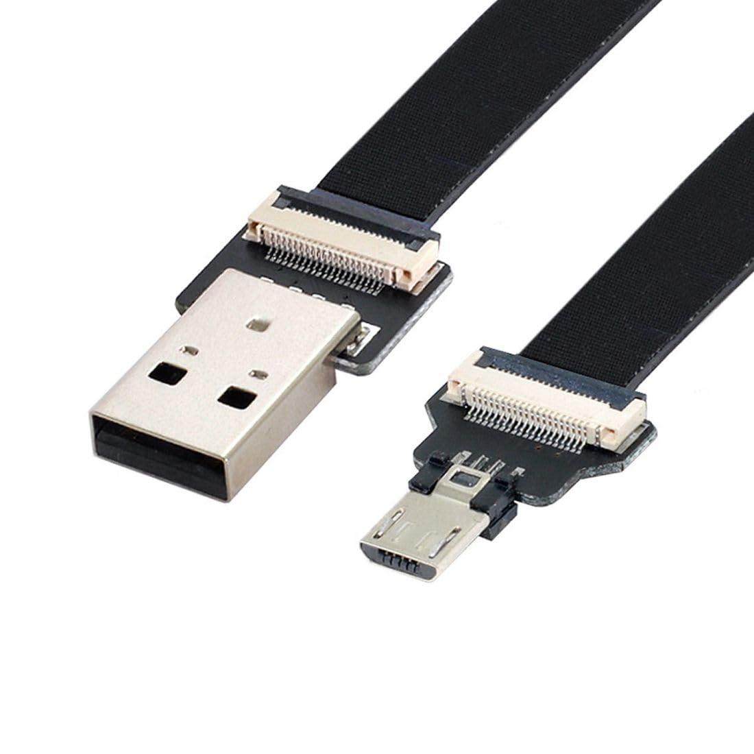 ChenYang CY Type-A USB 2.0 Male to Micro USB 5Pin Male Data Flat Slim FPC Cable 50CM for FPV & Disk & Phone