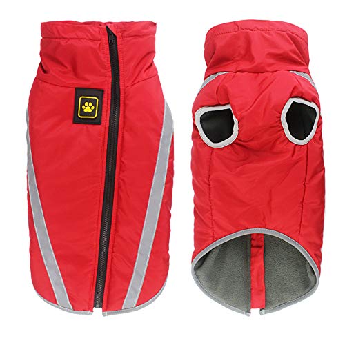 Idepet Waterproof Dog Coat Winter Warm Jacket,Windproof Pet Clothes Dog Jacket Outfit for Small Medium Large Dogs with Harness Hole XL-6XL