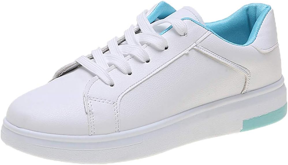 Women Trainers Running Shoes Athletic Gym Solid Color Lace Up Outdoor Sports Lightweight Sneakers Fashion Walking Shoes Casual Shoes White Blue