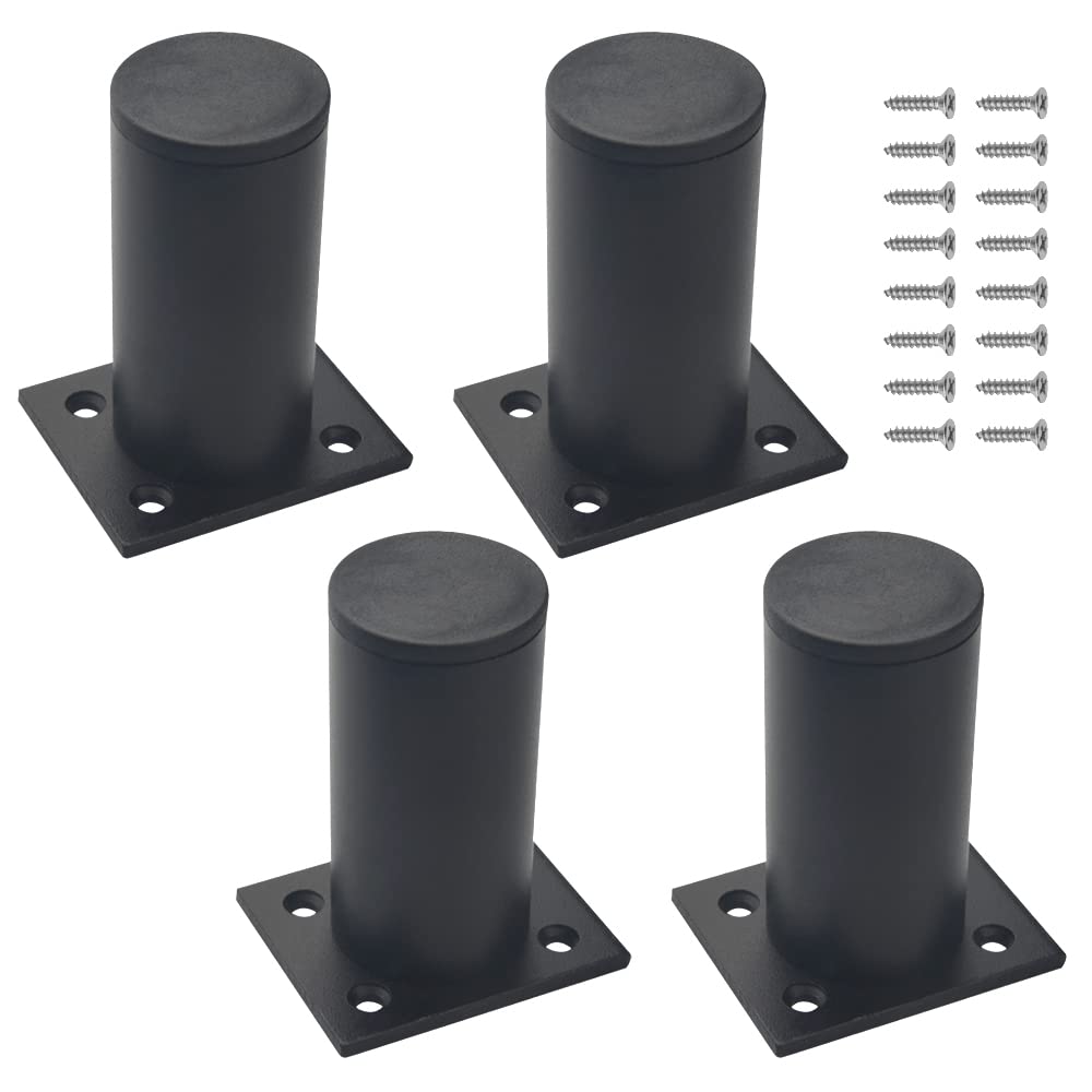 BGTXINGI 4pcs Adjustable Square Furniture Legs, 3" H x 1.5" D, Black, Aluminum Alloy & ABS, DIY, Desk, Cabinet, Sofa, TV Stand, 16 Screws